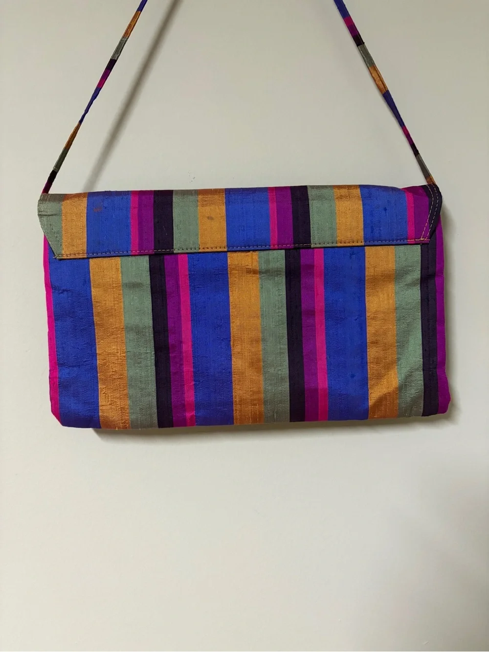 Vintage Y2K Multicolor Woven Envelope Shoulder Bag Clutch Bag Thai Stripes EUC